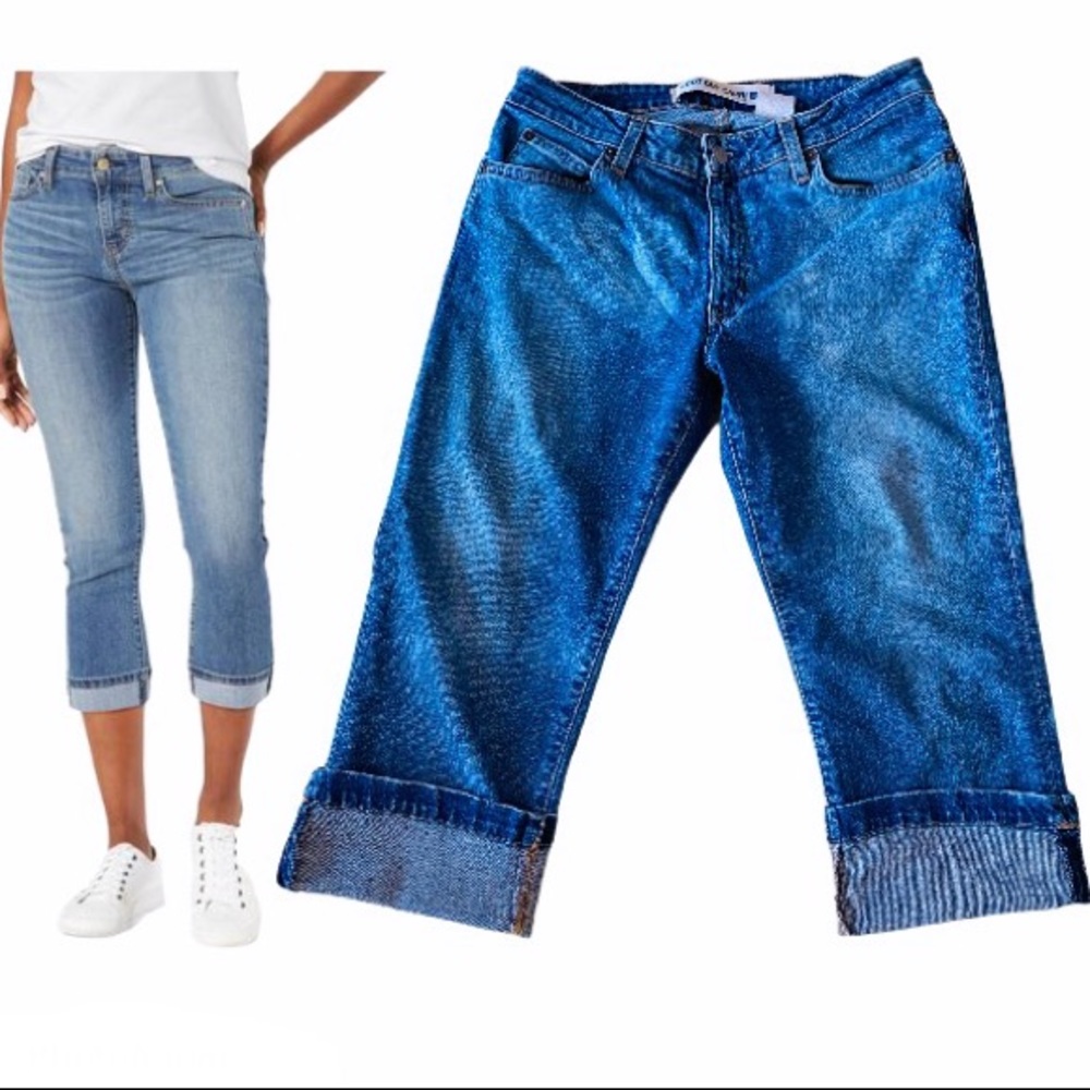 GAP Bleached Denim Boot Cut Capri 8 Regular